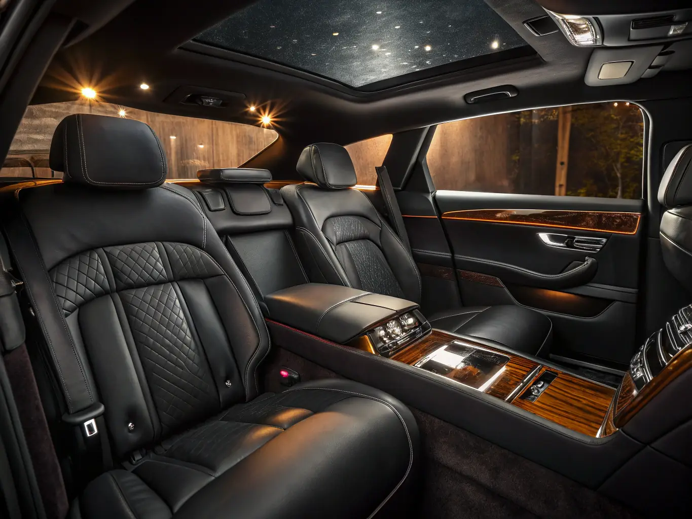 A modern Bentley Continental GT, showcasing its luxurious interior and sleek exterior design, parked in front of a high-end dealership.