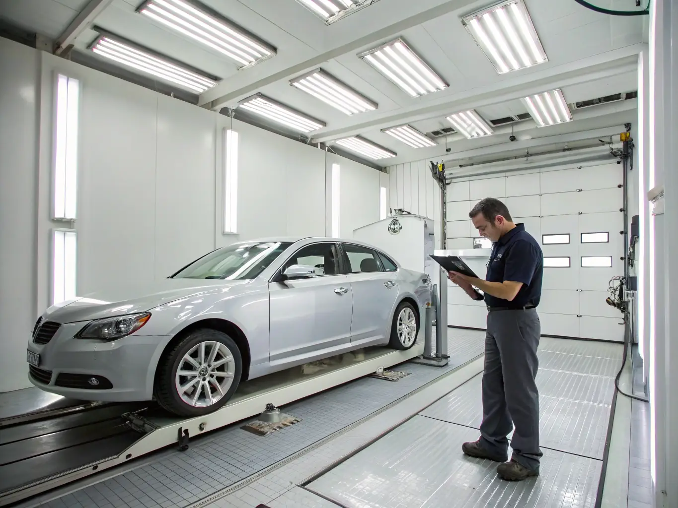 A luxury car being appraised by a specialist, showcasing the trade-in process and the value assessment.